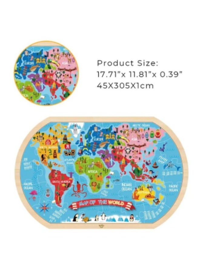 Tooky Toy Co World Map Puzzle – Wooden Educational Puzzle - Image 4
